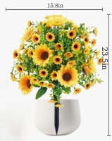 August Grove&reg; Set of 2 Artificial Sunflower Ball Topiary Trees, 23.5 in. H Outdoor Fake Plants with Ground Spikes for Garden & Patio Decor, Realistic Faux Flowers, Fade & Water Resistant New In Box $89