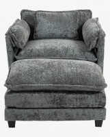 Latitude Run Boucle Fabric Club Chair Armchair with Ottoman in Dark Gray New in Box $599