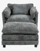 Latitude Run Boucle Fabric Club Chair Armchair with Ottoman in Dark Gray New in Box $599