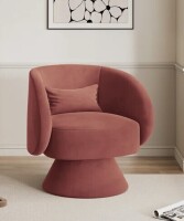 Ebern Designs Modern Upholstered Swivel Barrel Chair in Pink New in Box $599