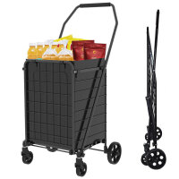 Polyfurniture Shopping Cart with Shelf, Foldable Grocery Cart on Wheels with 360&deg; Swivel Wheels, Heavy Duty Utility Cart for Groceries, Laundry, Shopping and Storage Similar to Picture $99