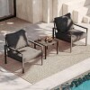 Aura Outdoor 3-Piece Rattan Outdoor Furniture Set with Grey Padded Cushions and Coffee Table, New in Box $399
