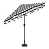 Hampton Bay 9 ft. Aluminum Market Crank and Auto-Tilt Patio Umbrella in Cabana Black and White Stripe with Trim $299