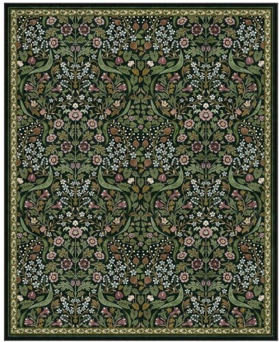 Lahome Floral 8x10 ft. Green Living Room Rug, Large Washable Rug for Bedroom Botanical Thin Stain-Resistant Carpet with Rubber Backing for Dining Room Under Table, Kids Room, Nursery $299
