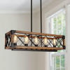 Gracie Oaks Rectangle Wood Chandelier Kitchen Lighting Fixtures, 5 Lights Ceiling Hanging Pendant Lighting Farmhouse New In Box $499