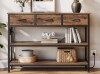 17 Stories 43.3'' Modern Wood Console Table with 3 Fabric Drawers, Rectangle Narrow Entryway Sofa Table with Charging Station And Open Shelves For Hallways, Living Rooms, And Small Spaces New In Box $299