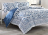 Laura Ashley Full/Queen Charlotte Reversible Duvet Cover Set Blue - Cotton, OEKO-TEX Certified, 3-Piece Set $199