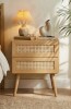 NTC MEL Solid Wood Nightstand with 2 Drawers, Handwoven Natural Rattan Bedside Table, Mid Century Modern Night Stand, Wooden Side Table for Bedroom, Easy Assembly, Sand New In Box $299