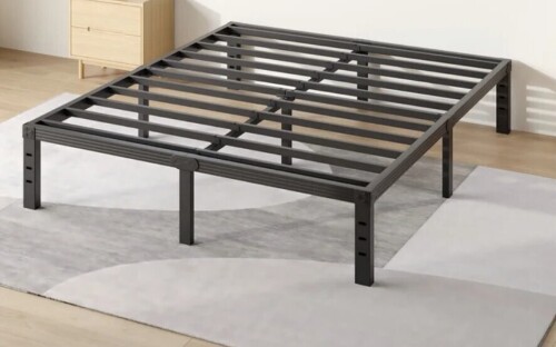 COMASACH 14 inch Queen Bed Frame, Easy Assembly, No Box Spring Needed, Heavy Duty Metal Platform Queen Size, Noise Free, Black $299