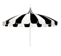 California Umbrella 8.5 ft. White Aluminum Commercial Natural Pagoda Market Patio Umbrella with Push Lift in Black Sunbrella $499