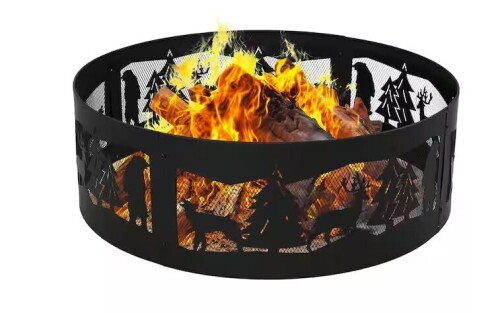 Sunnydaze 36 in. (91.4 cm) Forest Wilderness Steel Fire Pit Ring New In Box $199