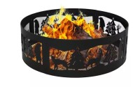 Sunnydaze 36 in. (91.4 cm) Forest Wilderness Steel Fire Pit Ring New In Box $199
