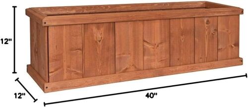 Three Posts&trade; Barros Solid Cedar Rectangular Planter Box, 40" x 12" x 12" New Shelf Pull $299