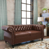 Canora Grey 62'' Faux Leather Loveseat, Brown, New in Box $899