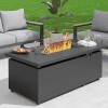 Aura Outdoor 51" 50000 BTU Rectangular Propane Outdoor Fire Pit Table with Glass Wind Guard Lid Fire Glass Beads in Gray, New in Box $499