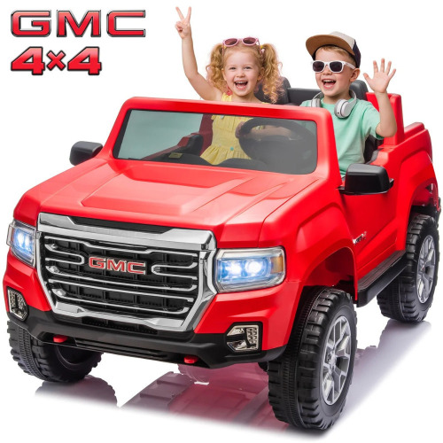 JOYRACER Red GMC AT4 24V 2-Seater Kids Ride-On Truck with 4WD and Remote Control, New in Box $799