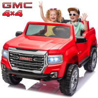 JOYRACER Red GMC AT4 24V 2-Seater Kids Ride-On Truck with 4WD and Remote Control, New in Box $799