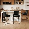 Latitude Run CuisinSmart Counter Height Bar Stool, PU Leather Armless Chairs with Back & Footrest $399
