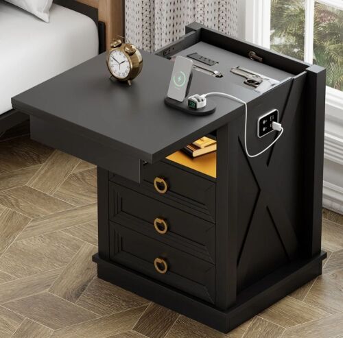 Gracie Oaks 3-drawer Nightstand With Hidden Storage and USB Charging Similar to Picture $299