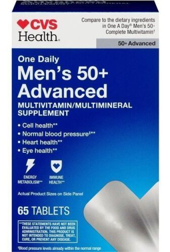 CVS Health Men's 50+ Multivitamin Multimineral 65 Tablets One Daily New Best by 10/2027