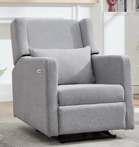 Latitude Run 27.5'' Wide Fabric Zero Clearance Recliner Power Recliner With USB Port, Modern Reclining Chair in Light Gray New in Box $899