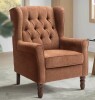 Mercer41 Button-Tufted Small Wingback Accent Chair with Rolled Arm and Thick Padded Cushion in Coral Performance New in Box $699