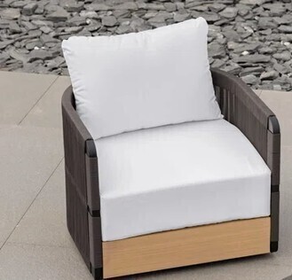 Hokku Designs Kielah Woven Rope Outdoor Swivel Chair Sofa 360 Degree Rotatable Coastal Patio Armchair New $899