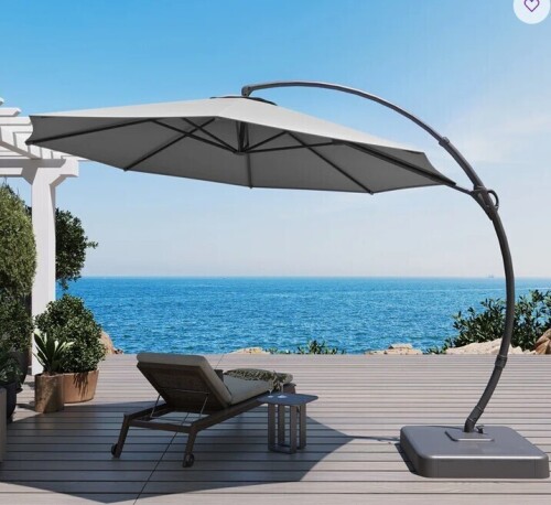 Arlmont & Co. 11ft Cantilever Umbrella With Base Included New in Box $699