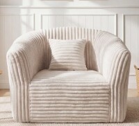 Trinx 23" Boneless Foam Sofa with Cushion, Corduroy Fabric &ndash; for Small Spaces & Cozy Relaxation,White New in Box $499