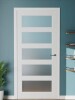 Janus 28'' X 80''H 5 Lite Tempered Frosted Glass Pantry Door Slab Solid Manufacture Wood White Standard Door For French Doors New in Box $399