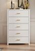 Latitude Run 5-Drawer Solid Wood Construction Dresser, Mid-Century Modern, Smooth Gliding Drawers, White, New in Box $799