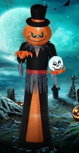 HOMCOM 12 ft. LED Pumpkin Reaper with Skeleton Skull Halloween Inflatable On Working $299