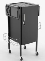 17 Stories Lockable Salon Trolley Cart With Folding Tray Holders, Metal Baskets And Wheels New In Box $299