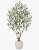 Primrue 9ft Grand Artificial Olive Tree in White Planter - Large Faux Multi-Trunk Floor Plant for High Ceilings - Minimalist & Modern New In Box $399