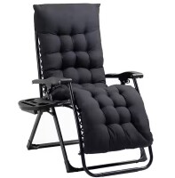 Outsunny Zero Gravity Chair Black Folding Reclining Lounge Chair with Padded Cushion Steel Side Tray for Indoor and Outdoor $199