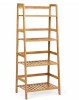 Gymax 4-Tier Bamboo Ladder Shelf Multipurpose Plant Display Stand Storage Bookshelf $199