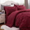 Bedsure Full Size Pintuck Bed-in-a-Bag- Dark Red Pinch Pleat Comforter with Sheets, Pillowcases & Shams, 7-Piece New In Box $299
