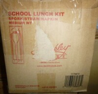 Berkley Square School Lunch Kit Includes Flork, Straw and Napkin, 1000 Count New In Box