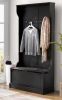 Gracie Oaks 38-Inch 3-In-1 Entryway Hall Tree with Storage Bench, Coat Rack, and Shoe Organizer, Black New Shelf Pull $599