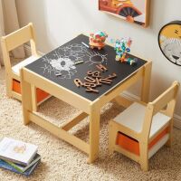 Indigo Safari Kids Table And Chairs Set, Wooden Children Activity Table With Storage And Detachable Tabletop, Blackboard On The Reverse Side For Art Crafts, Playing, Drawing New in Box $399