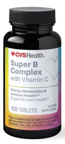 CVS Health Super B Complex with Vitamin C, 100 Tablets New Best by 11/2027