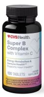 CVS Health Super B Complex with Vitamin C, 100 Tablets New Best by 11/2027