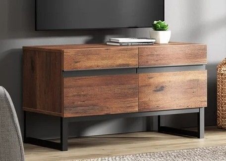 WAMPAT Modern TV Stand for TVs up to 50 inch, Entertainment Center TV Console with Storage Cabinet and Metal Base, Media Console for Living Room, Brown, New in Box $399