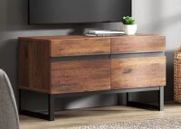 WAMPAT Modern TV Stand for TVs up to 50 inch, Entertainment Center TV Console with Storage Cabinet and Metal Base, Media Console for Living Room, Brown, New in Box $399