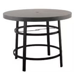 Style Selections Greywood Round Outdoor Dining Table 48" with Umbrella Hole, New in Box $499