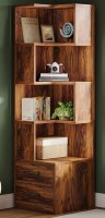 Mercer41 66.92" H 5-Tier Corner Bookcase with 2 Drawers New In Box $299