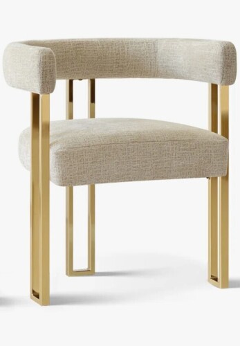 Everly Quinn Rienna 18" Seat Height Chenille Upholstered Gold Kitchen Dining Armchair $399
