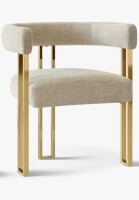 Everly Quinn Rienna 18" Seat Height Chenille Upholstered Gold Kitchen Dining Armchair $399