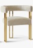 Everly Quinn Rienna 18" Seat Height Chenille Upholstered Gold Kitchen Dining Armchair $399