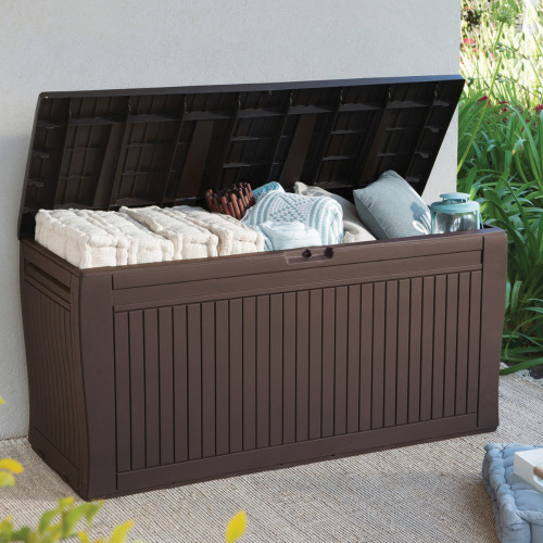 Keter Comfy 71 Gallon Durable Resin Outdoor Storage and Organization Deck Box Ideal For Garden Patio Furniture and Supplies New In Box $199